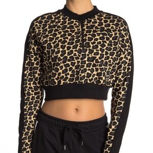Puma Wild Pack Leopard Cropped Half Zip Pullover Medium